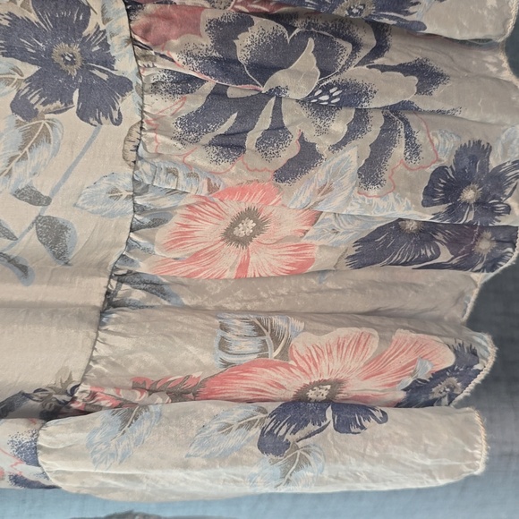 Tempo Paris Floral Blouse - Blue and Pink Boho Style Size Medium - Picture 5 of 7